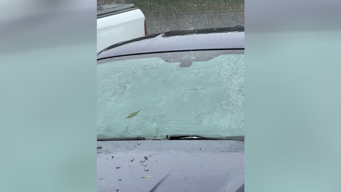 Hail damage in China Spring, Texas, on Wednesday.