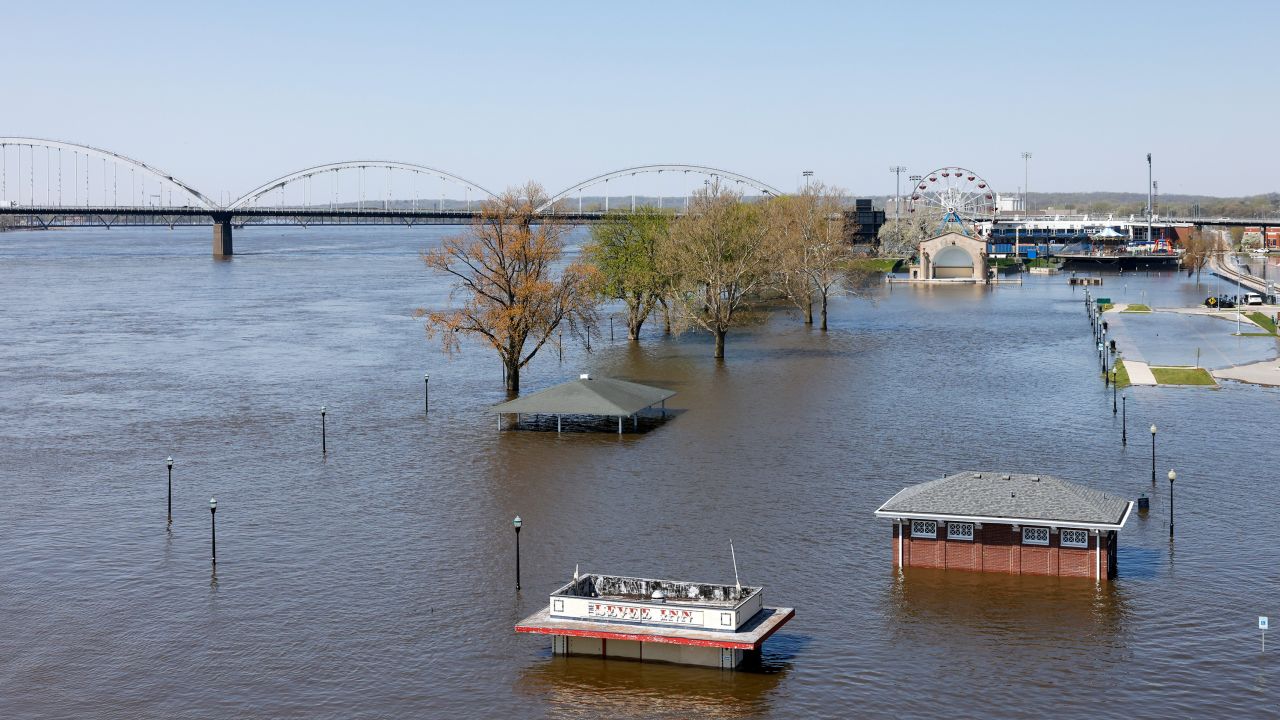 Floodwaters from the Mississippi River inundate LeClaire Park in Davenport, Iowa, on Thursday. 