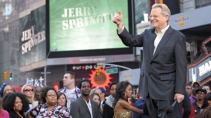 NEW YORK - OCTOBER 11: TV Host Jerry Springer celebrates the taping of "The Jerry Springer Show" 20th anniversary show at Military Island, Times Square on October 11, 2010 in New York City. (Photo by Michael Loccisano/Getty Images)