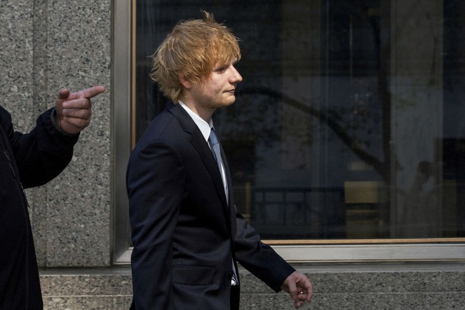 Singer Ed Sheeran arrives at Manhattan Federal Court for a copyright trial in New York on Tuesday, April 25. <a href="https://www.cnn.com/2023/04/26/media/ed-sheeran-court-day-three/index.html" target="_blank">The trial</a> is about whether Sheeran's smash single "Thinking Out Loud" copied the classic Martin Gaye song "Let's Get It On." Sheeran's legal team has argued that the sounds used in both songs are common in pop music.