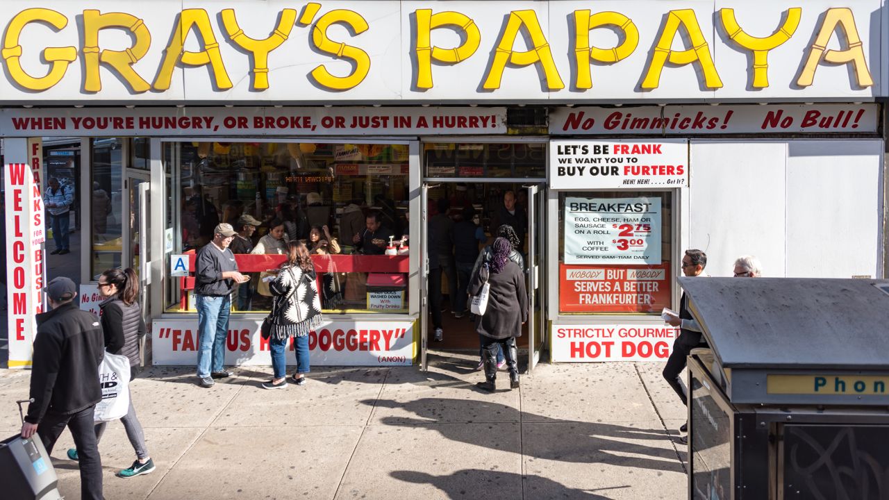 Gray's Papaya, the famous hot dog stand mentioned television and movies.