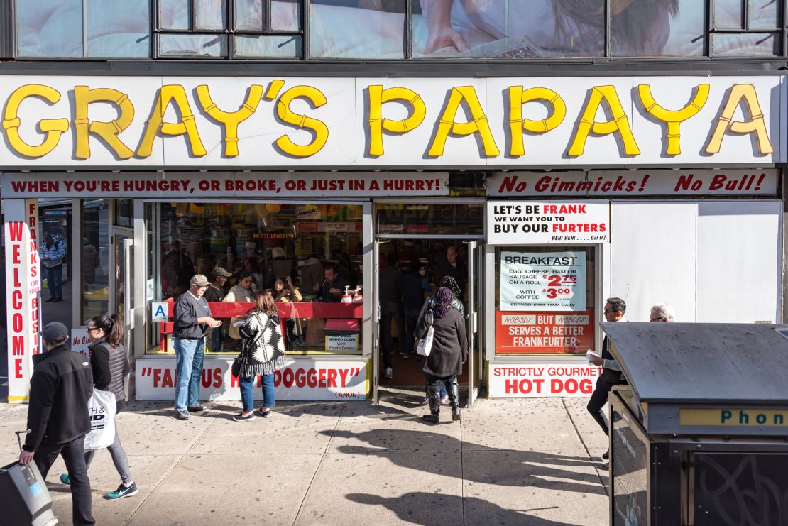Gray's Papaya, the famous hot dog stand mentioned television and movies. 
