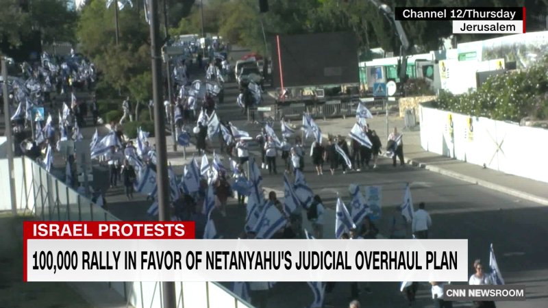 100,000 rally in favor of Netanyahu’s judicial overhaul plan | CNN