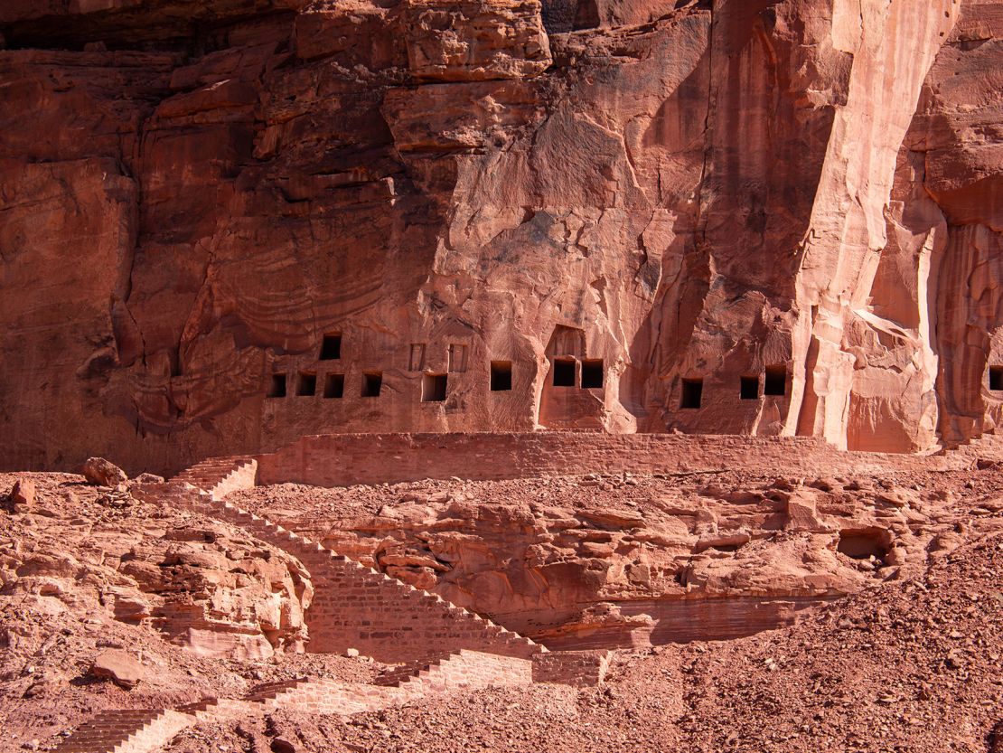 At Dadan, tombs are carved into the cliffsides.