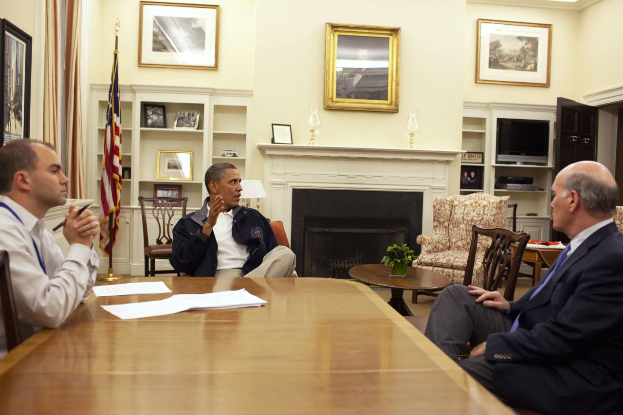 Obama meets with Rhodes, senior adviser David Plouffe and Daley following meetings in the Situation Room.