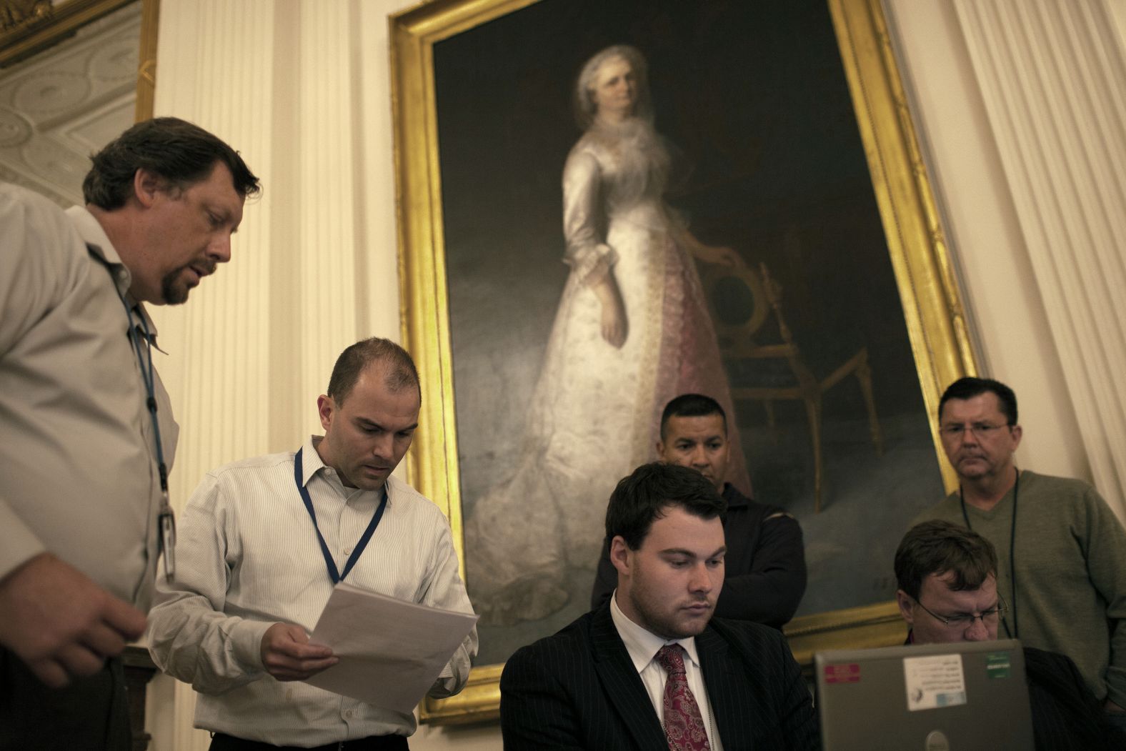 White House staff put the finishing touches on Obama's television statement. 
