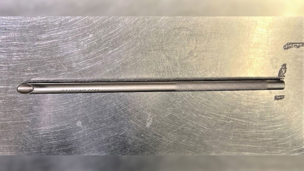 This "vampire straw," designed as an inconspicuous self-defense weapon, was confiscated at Boston's Logan Airport on April 23, according to TSA New England.