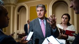 Sen. Joe Manchin speaks to reporters on Capitol Hill on Wednesday, March 22, in Washington, DC.