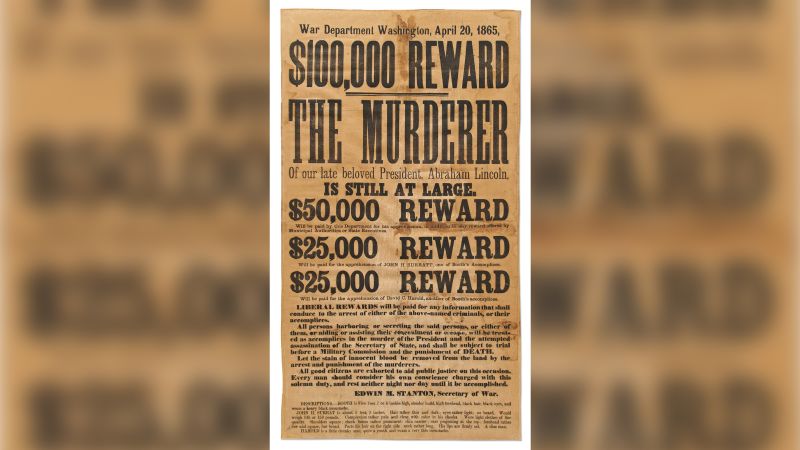 NextImg:A rare 'wanted' poster for John Wilkes Booth after he assassinated Lincoln sold for over $160,000 | CNN