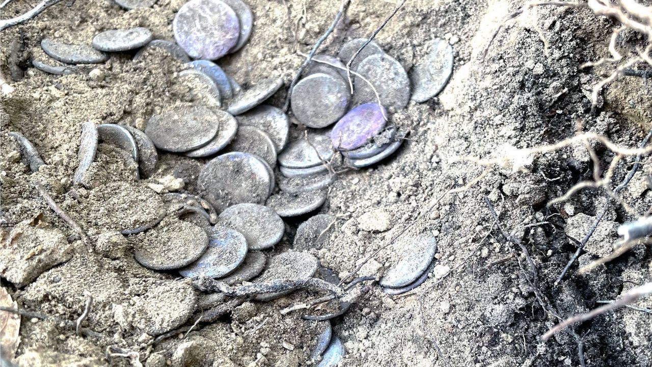 A stash of nearly 200 coins were found buried in a terra-cotta pot in Tuscany, Italy.