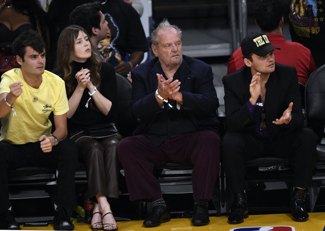 Jack Nicholson pictured courtside Friday. 