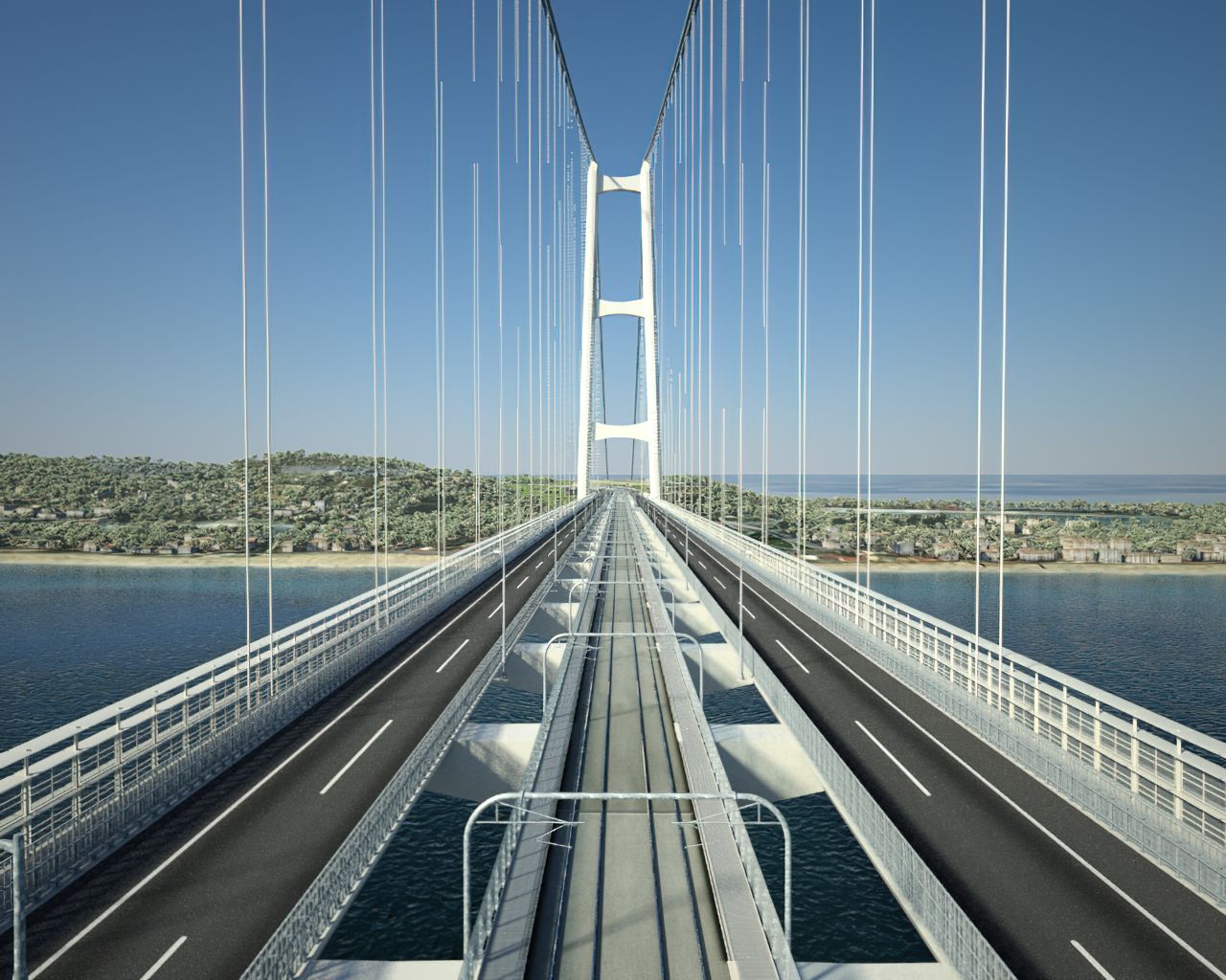WeBuild have issued renderings of Brthe proposed bridge over the Strait of Messina.