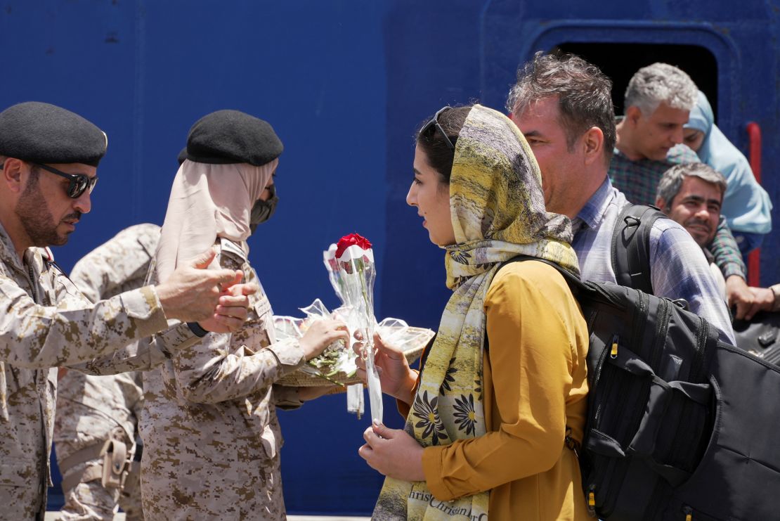 Iranian nationals and other nationalities arrive at Jeddah Sea Port after being evacuated from Sudan.