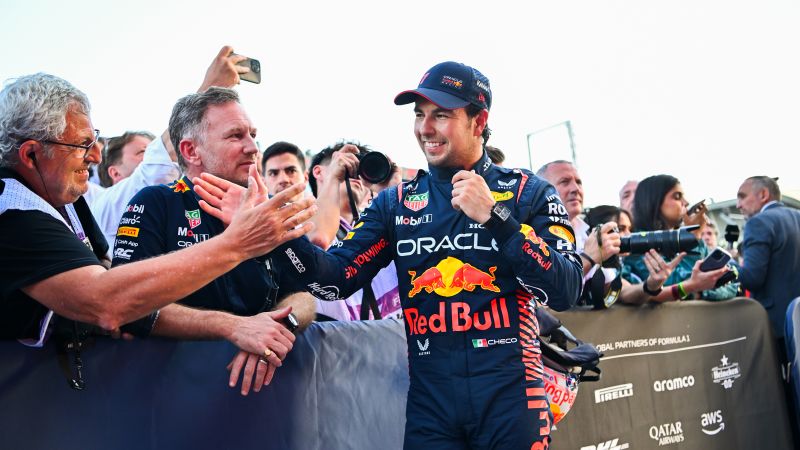NextImg:Sergio Perez wins sprint race at Azerbaijan Grand Prix as Max Verstappen and George Russell argue on track | CNN