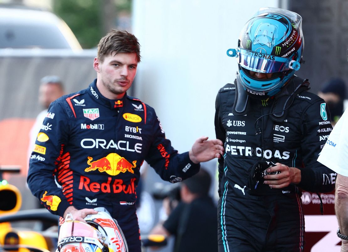 Cameras captured Max Verstappen and George Russell's heated exchange.
