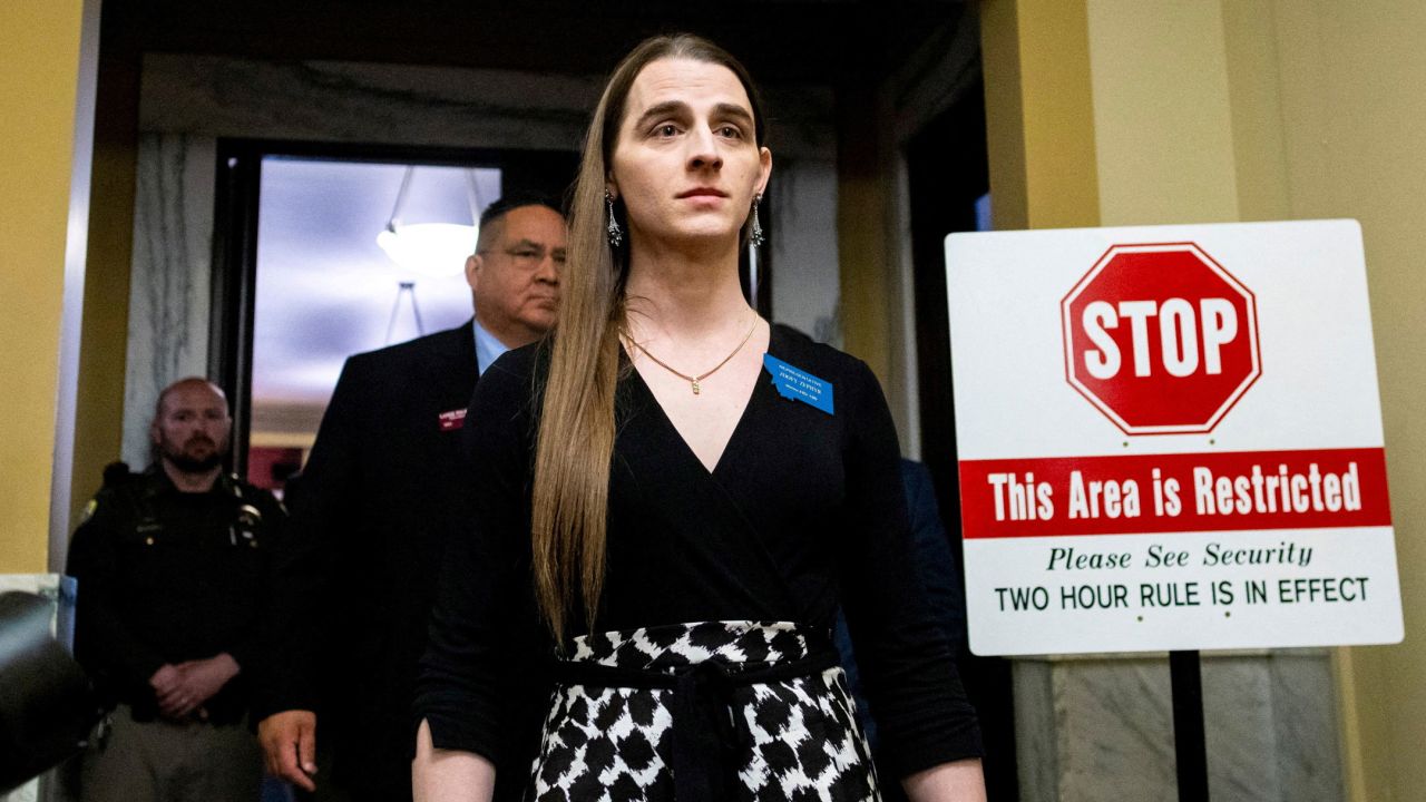 Montana state Rep. Zooey Zephyr leaves the House chamber at the state Capitol in Helena on April 26, 2023.