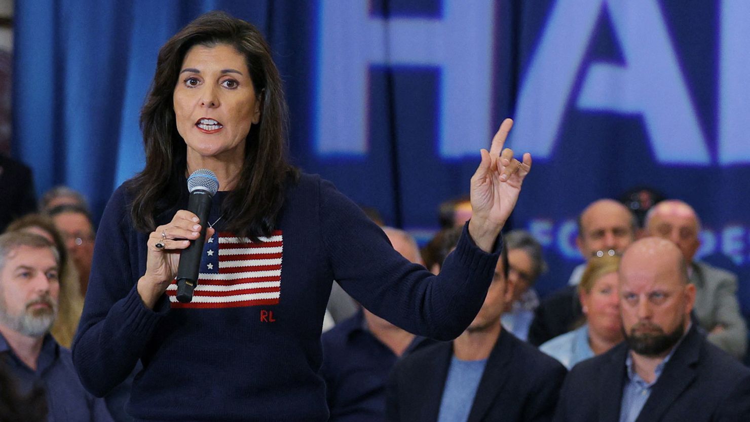 Republican presidential candidate Nikki Haley speaks during a campaign event in Bedford, New Hampshire, on April 26, 2023.