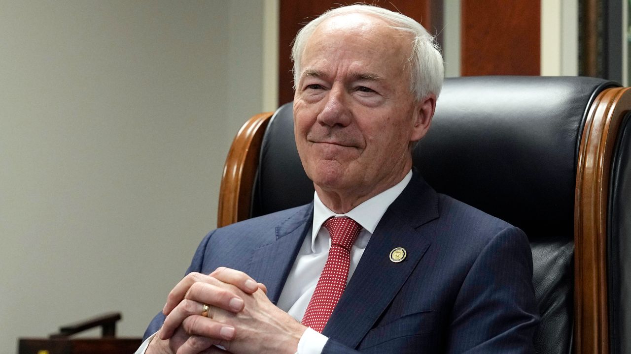Former Arkansas Gov. Asa Hutchinson speaks during an interview in his office Wednesday, April 19, 2023, in Rogers, Arkansas.