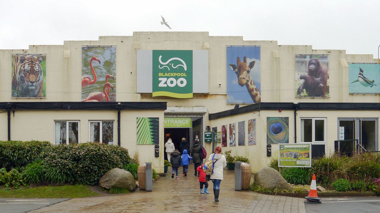 The main entrance to Blackpool Zoo, Lancashire, England.