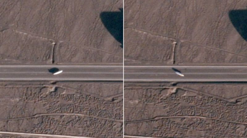 独家：从未见过的中国军用飞艇出现在偏远沙漠基地的卫星图像中