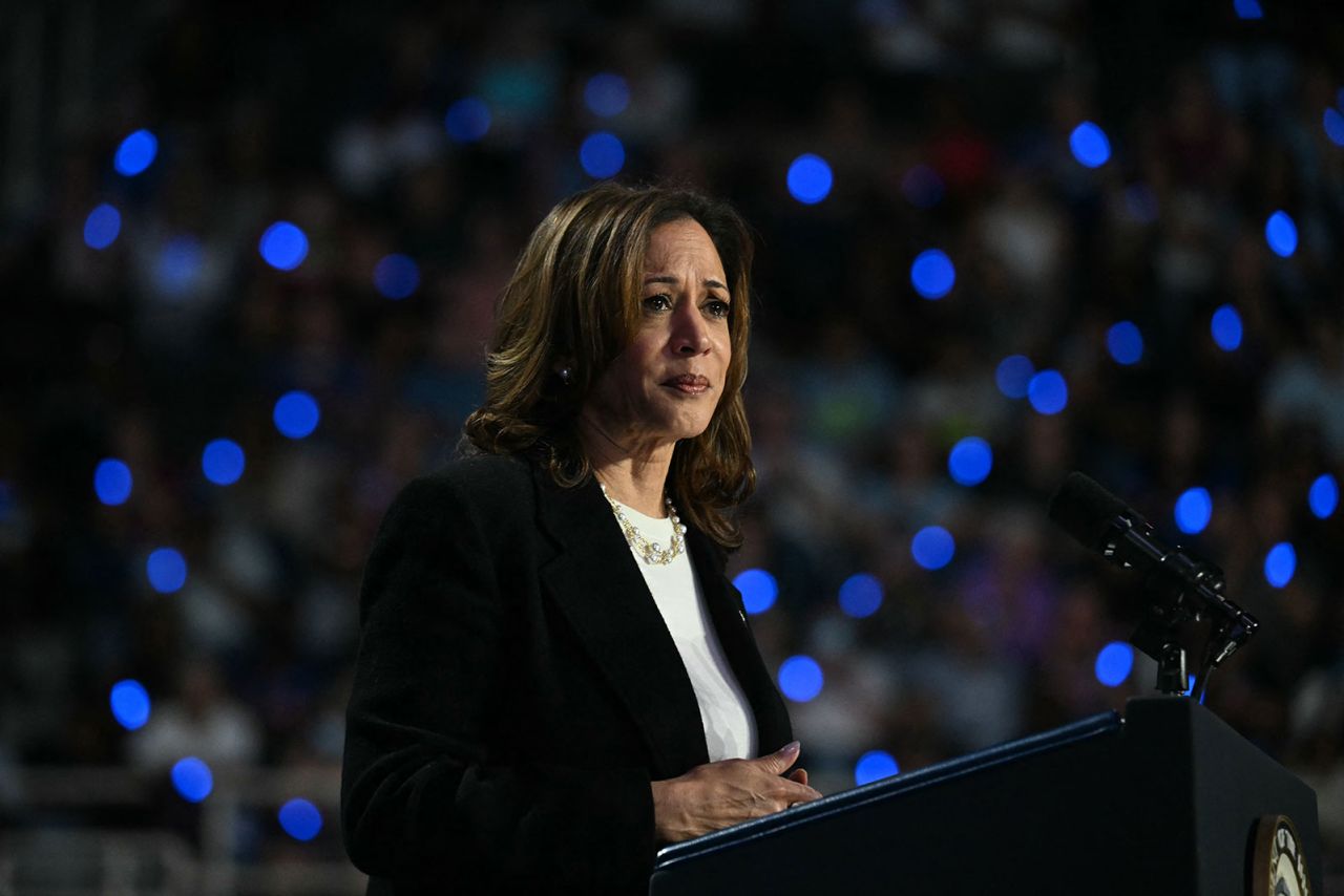 Vice President and Democratic Kamala Harris speaks at a campaign rally in Charlotte, North Carolina, on Thursday, September 12.