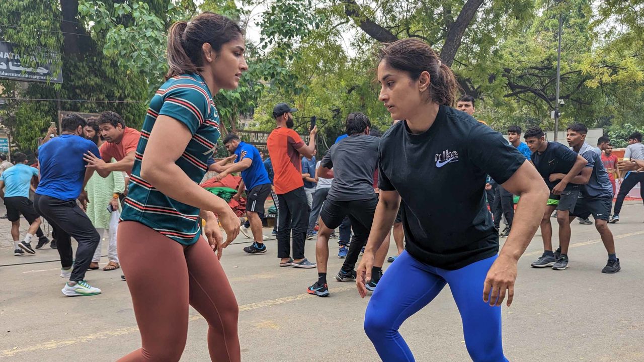 Vinesh Phogat, right, comes from a well-known wrestling family in India.