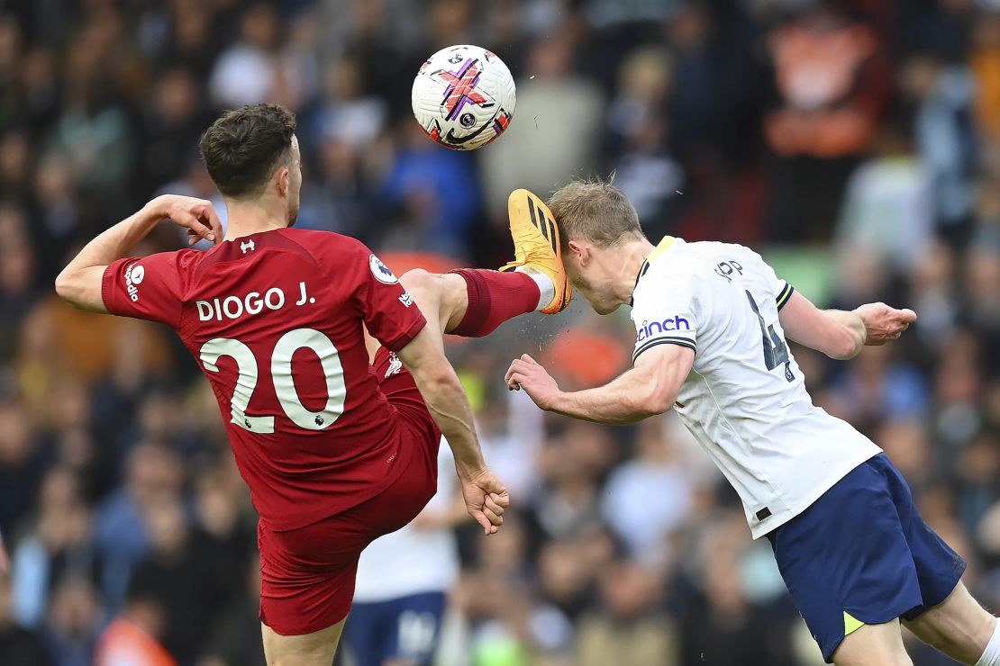 Tottenham manager Ryan Mason thought Jota should have been red carded for this challenge on Skipp.
