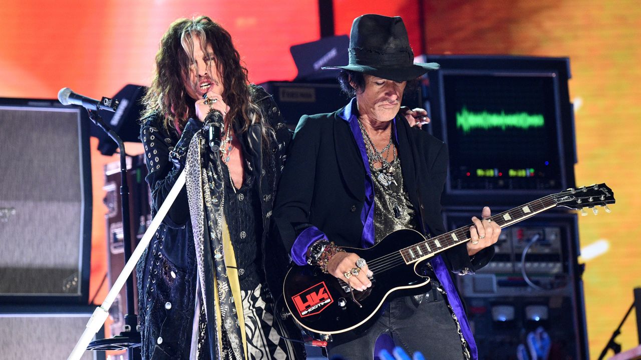 Steven Tyler and Joe Perry of Aerosmith perform during the 62nd Annual Grammy Awards in 2020.