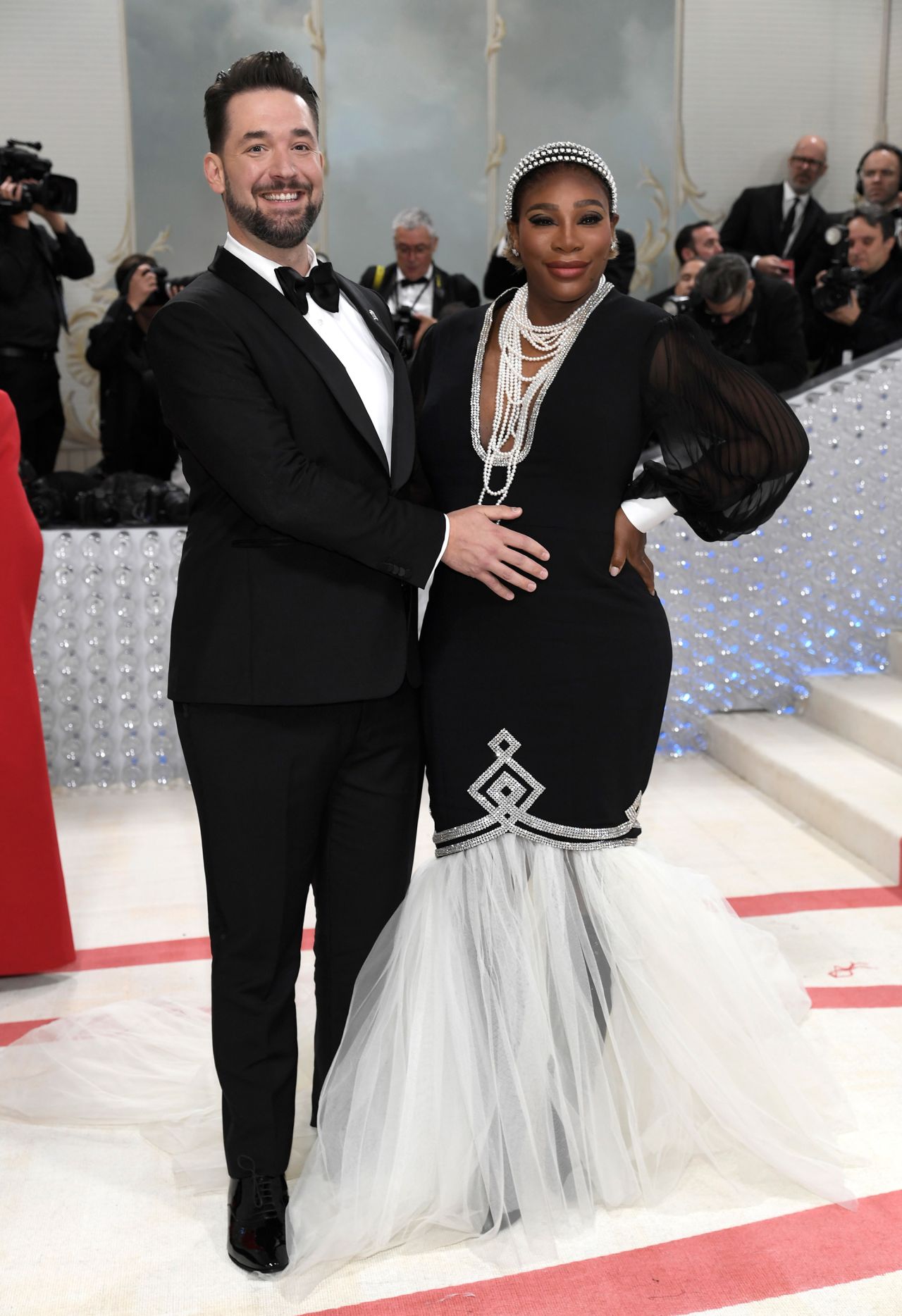 Serena Williams announced her pregnancy during her red carpet arrival with husband Alexis Ohanian, both wearing Gucci. 

