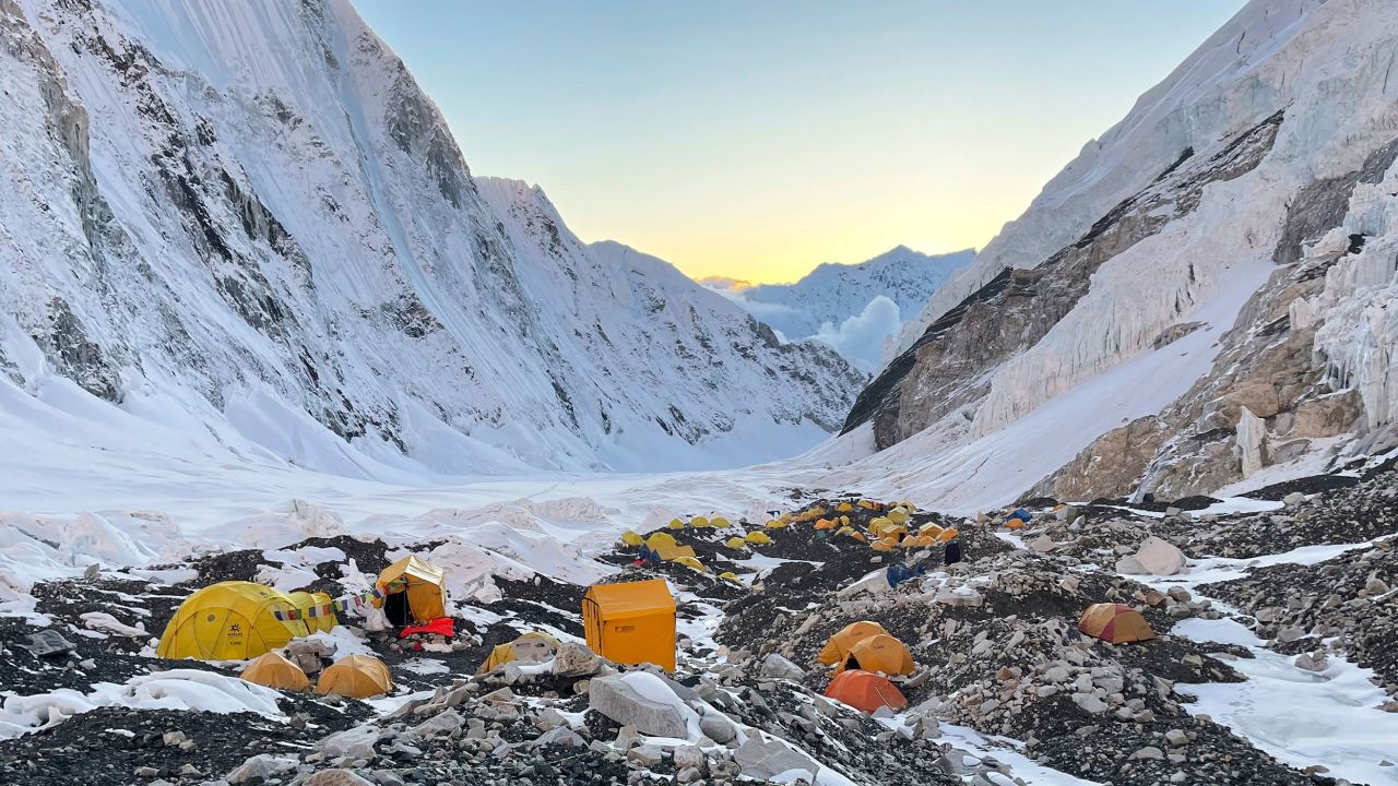 Mountaineers' tents are seen at Camp 2 of Mount Everest on May 8, 2021. 