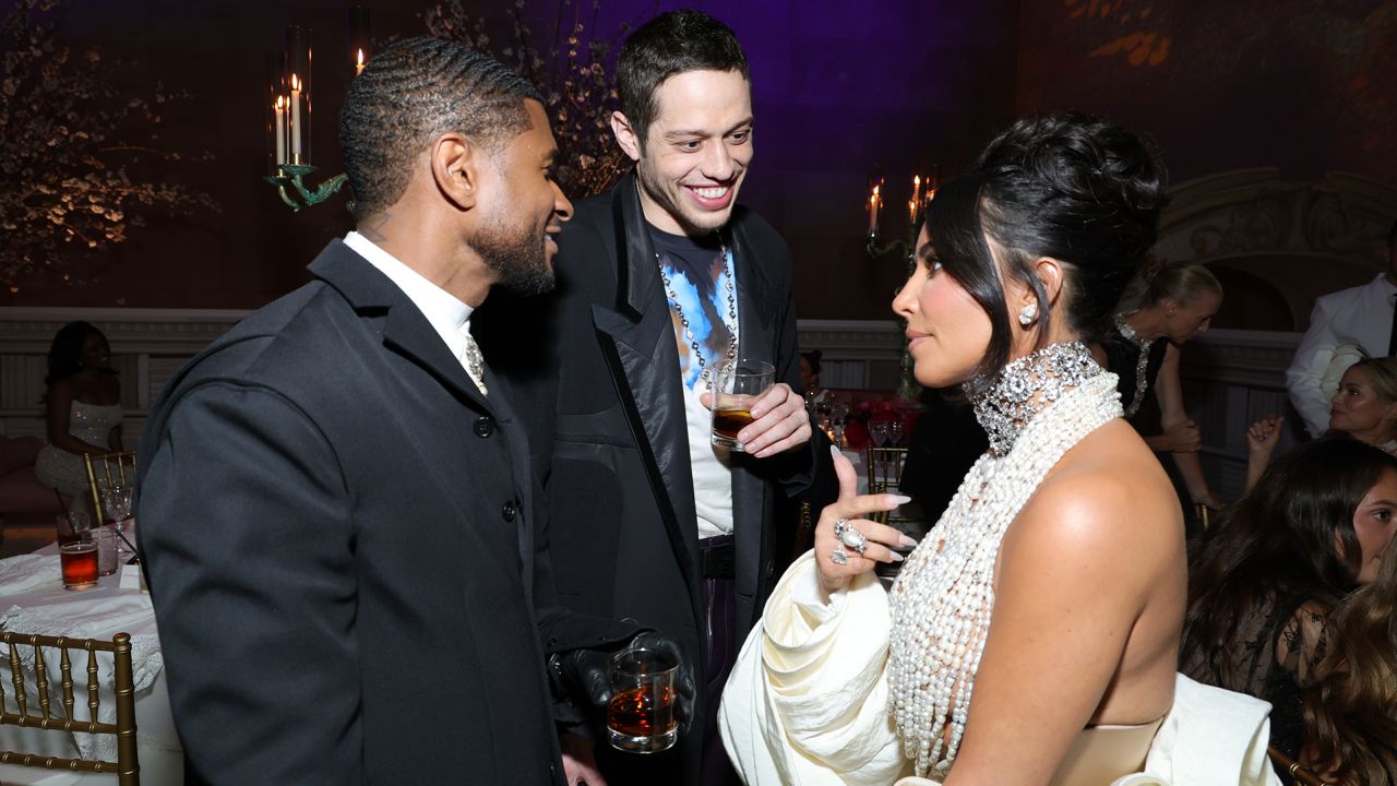 Usher, Pete Davidson, and Kim Kardashian attend The 2023 Met Gala Celebrating "Karl Lagerfeld: A Line Of Beauty" at The Metropolitan Museum of Art on May 01.