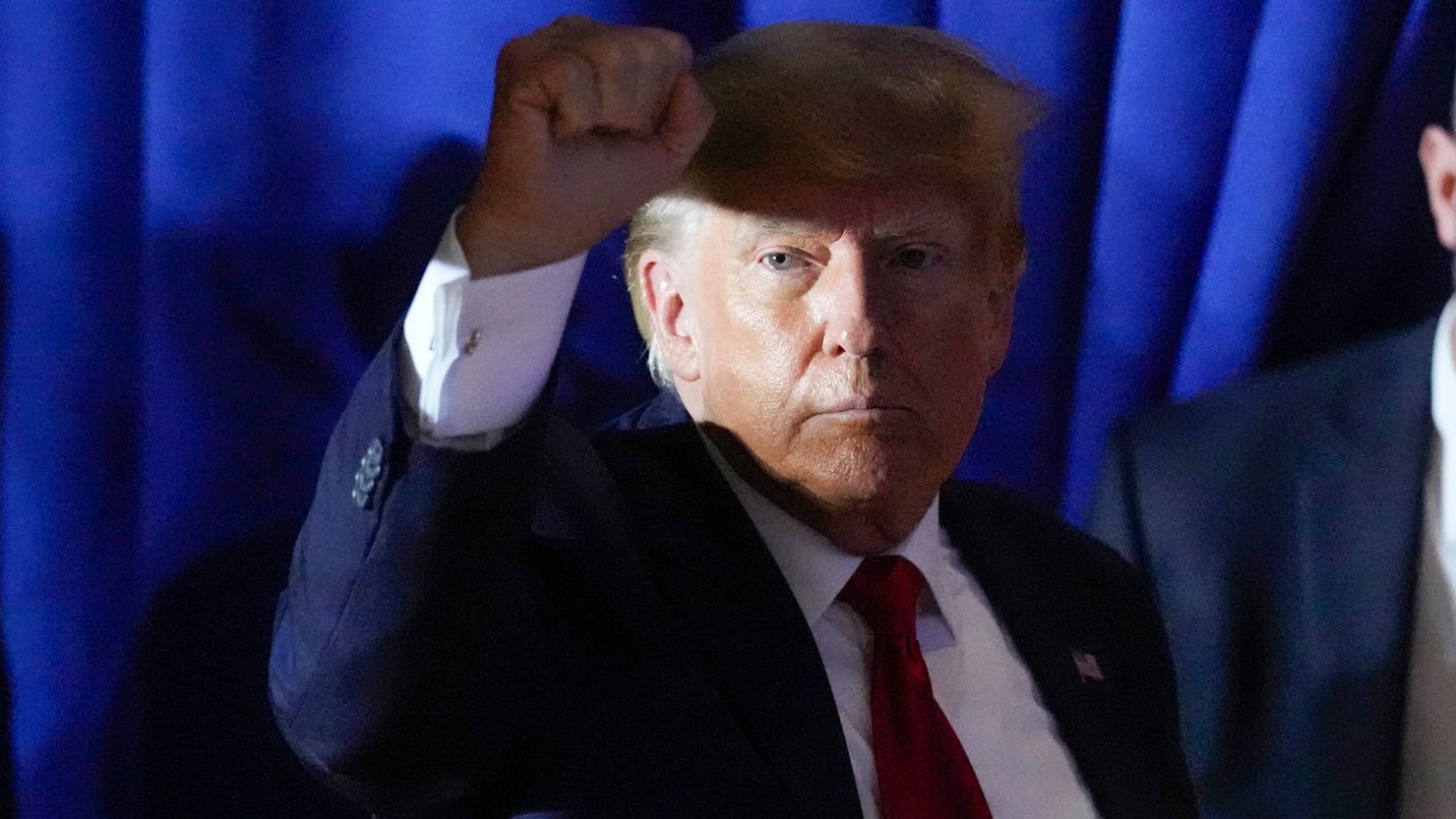 Former President Donald Trump leaves after speaking at a campaign event Thursday, April 27, in Manchester, New Hampshire. 