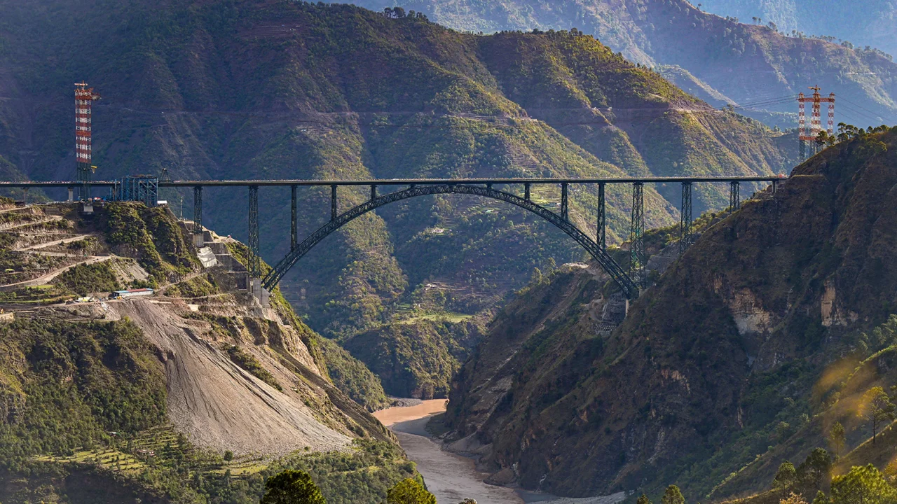 The Chenab bridge is being hailed by Indian officials as an "engineering marvel".