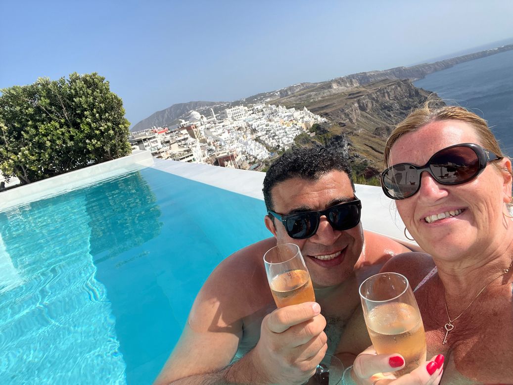 <strong>A partnership: </strong>Today, Wahid and Christina -- pictured here on a recent vacation to Greece -- have been married for over 25 years. "If one of us is down the other one pulls the other one through -- it's a partnership," says Christina.
