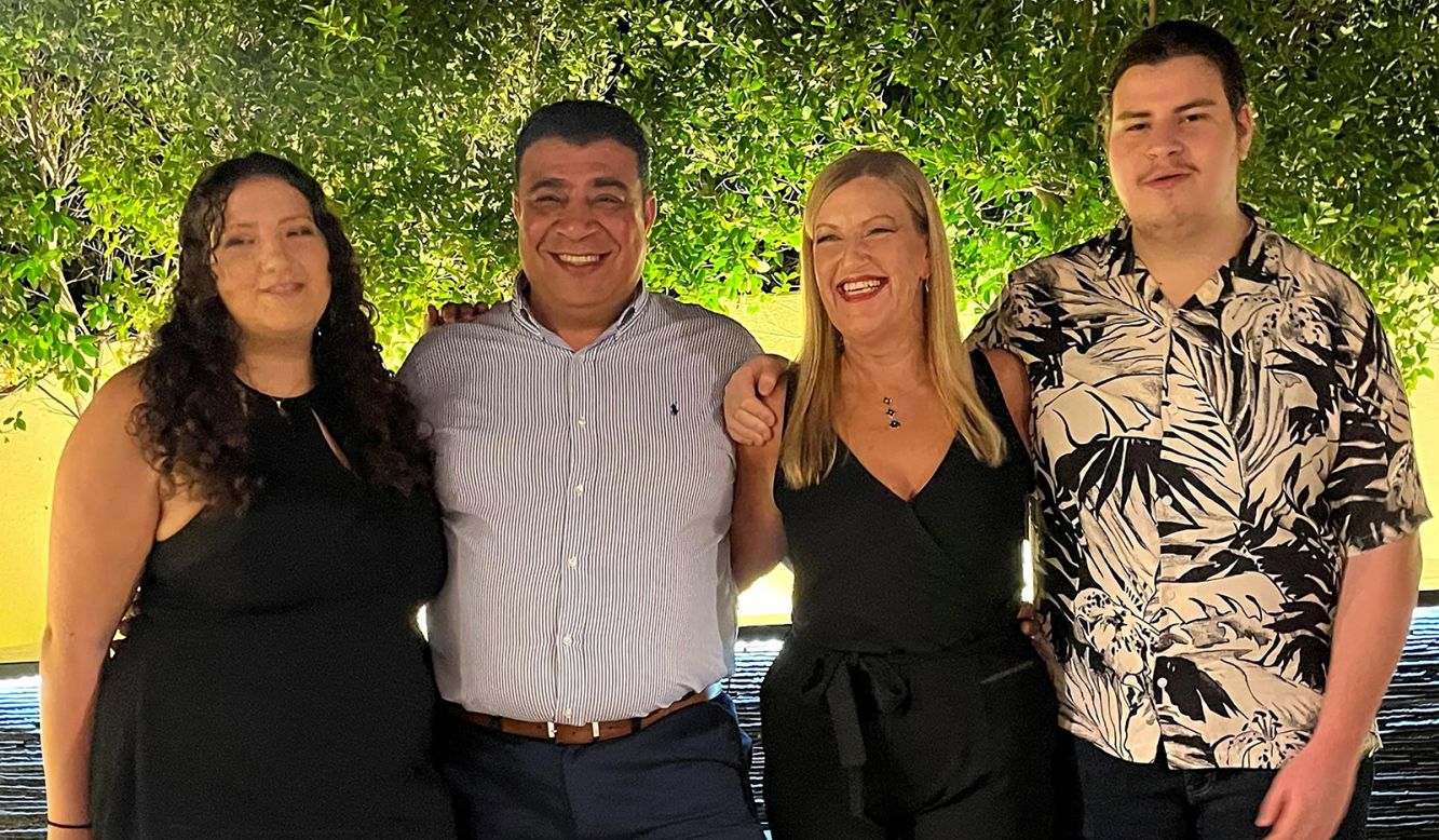 <strong>Family photo</strong>: The couple spent time in the UK and Canada, before settling in Dubai. They have two children, Yasmine and Tariq. Here's a recent photo of the family.