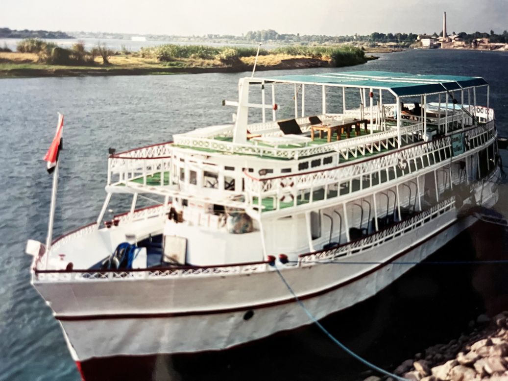 <strong>The Kimo: </strong>Here's the Kimo docked at the Egyptian city of Aswan. Christina and Wahid enjoyed a first date at Aswan's Old Cataract Hotel, famous for being the spot where English crime writer Agatha Christie wrote her detective novel "Death on the Nile."