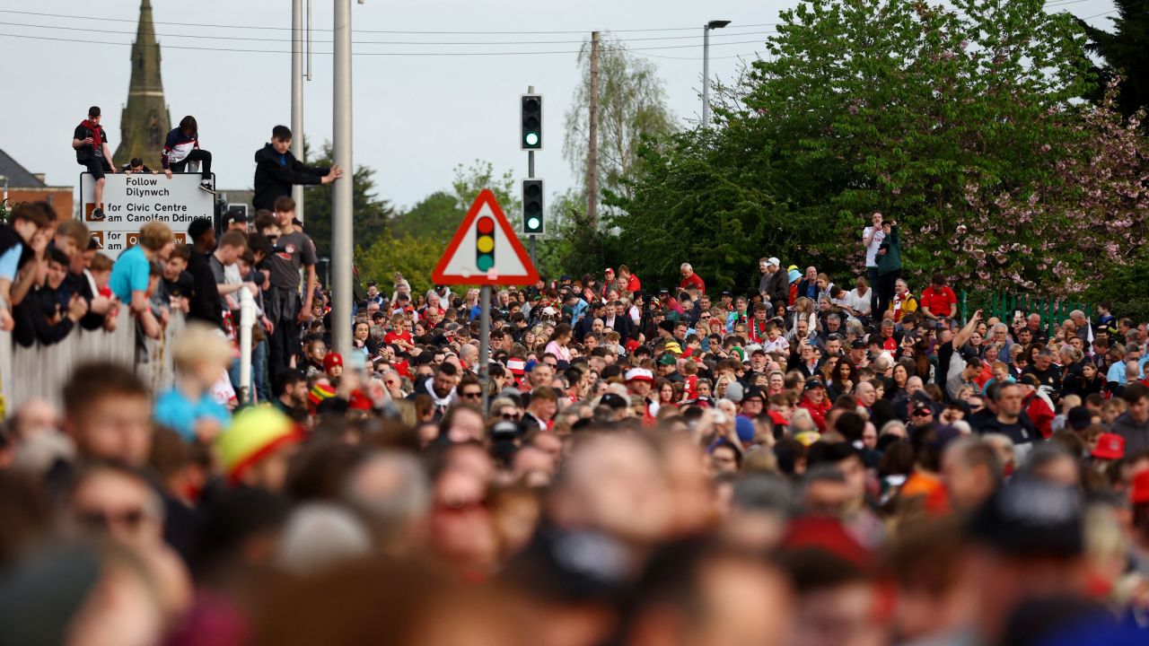 Thousands of fans lined the streets of Wrexham Tuesday. 