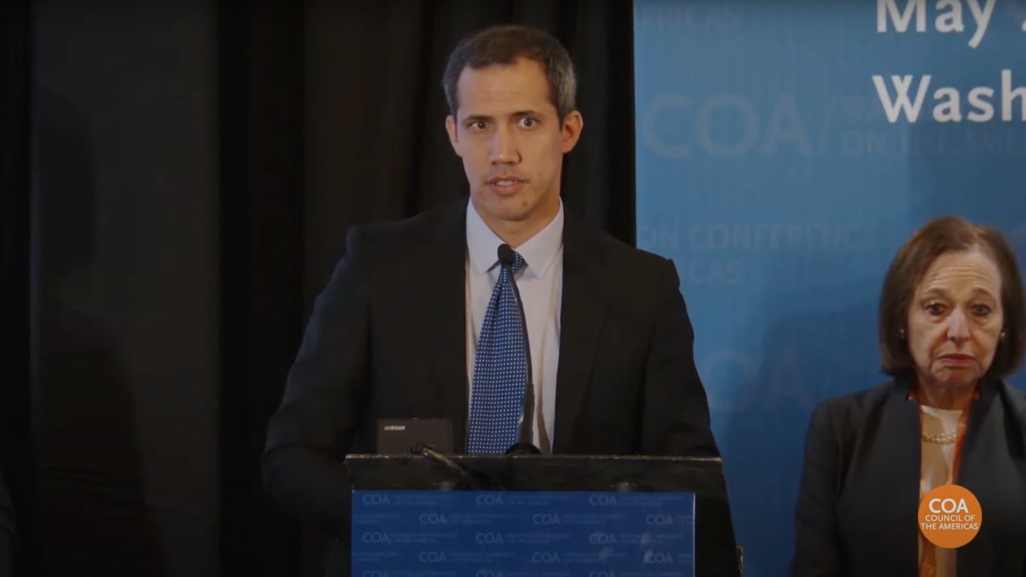Juan Guaido speaks at the 53rd Annual Washington Conference on the Americas on May 2. 