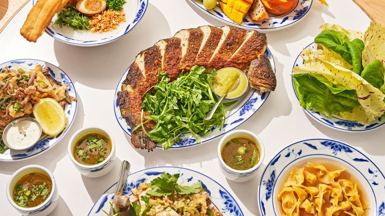 A variety of dishes served at Bonnie's in Brooklyn, Feb. 18, 2022. Cantonese cuisine is deeply woven into New York's identity -- its old flavors are brought into this century by Calvin Eng's new restaurant in Brooklyn. (Adam Friedlander/The New York Times)