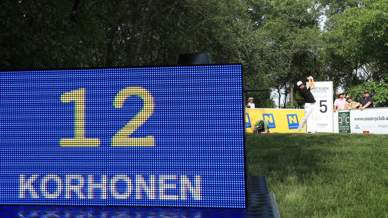 Mikko Korhonen tees off at the 2018 Shot Clock Masters in Atzenbrugg, Austria.