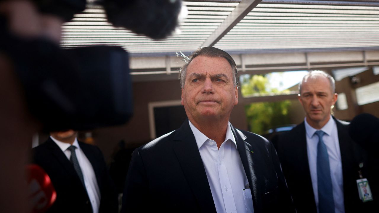 Former Brazilian President Jair Bolsonaro leaves his home following a search operation in Brasilia on May 3, 2023. 