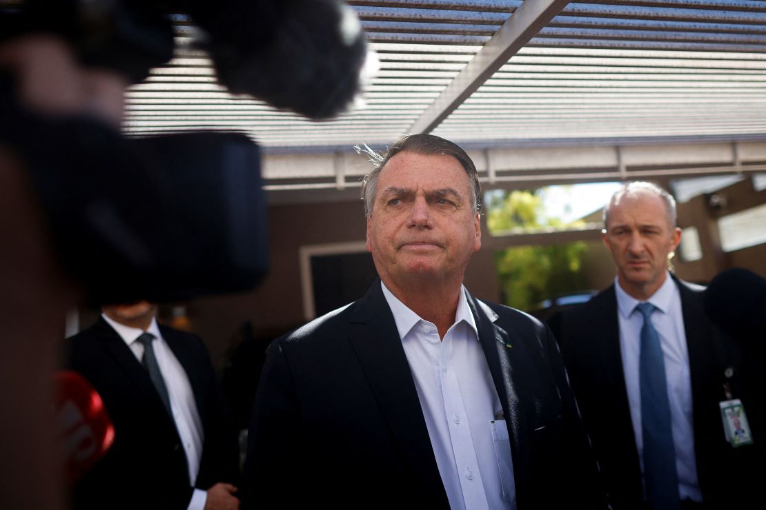 Former Brazilian President Jair Bolsonaro leaves his home following a search operation in Brasilia on May 3, 2023. 