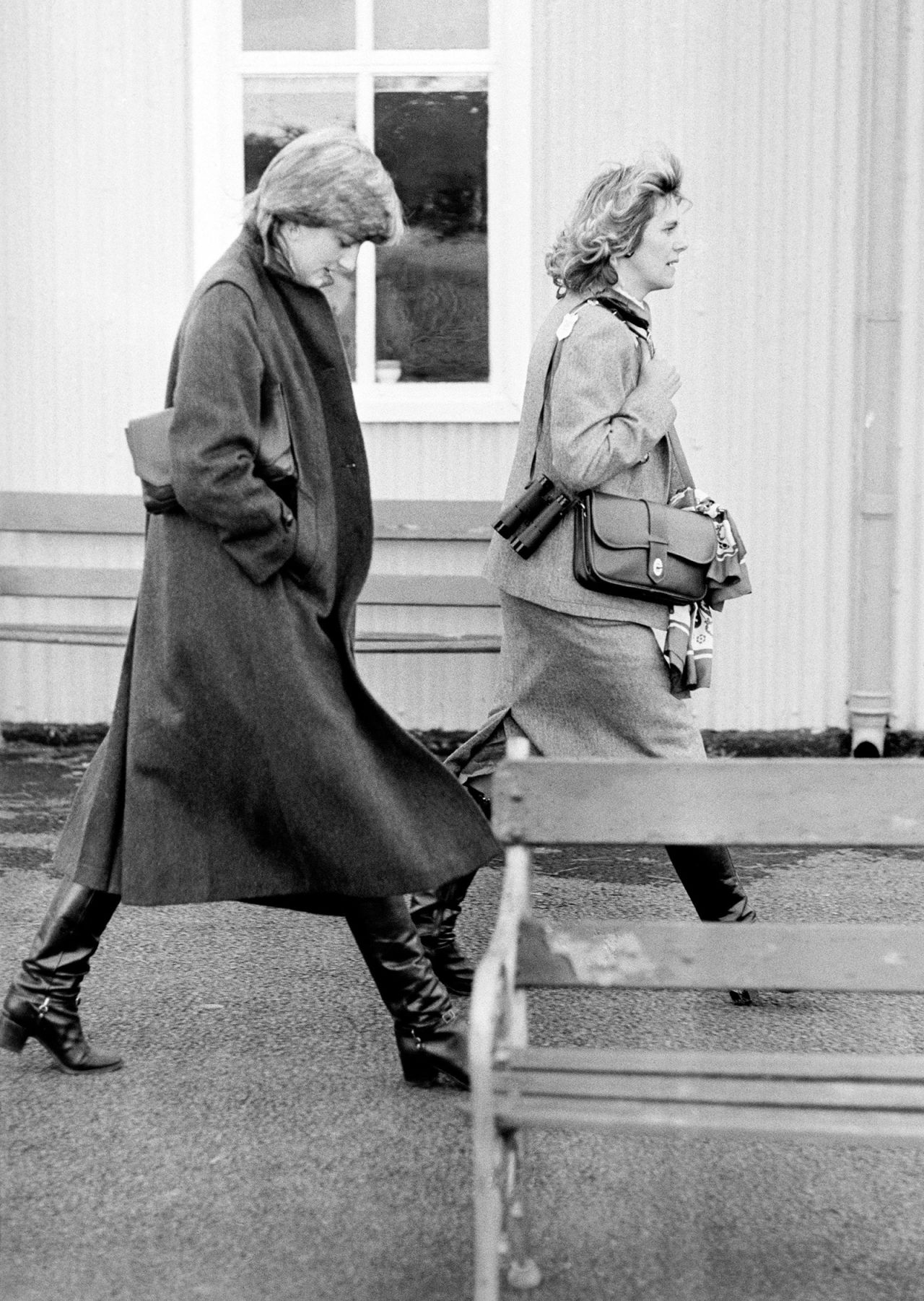 At the Ludlow racecourse in 1980 — the first occassion Princess Diana and Charles had been seen together in public — Camilla and Diana were matching in knee-high leather boots and structured outerwear. 
