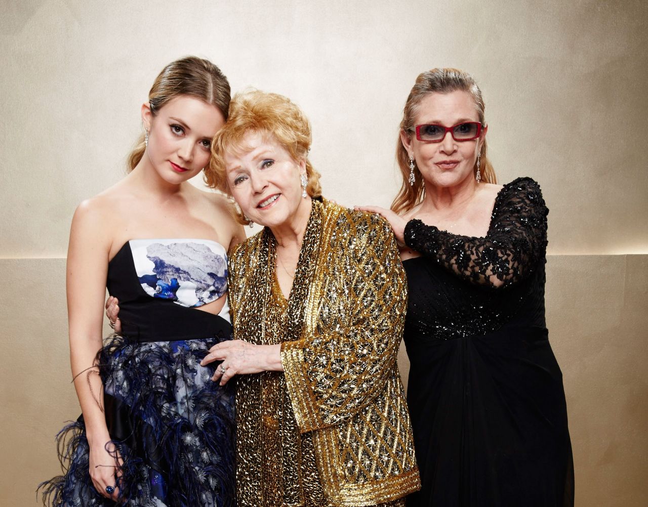 From left, Billie Lourd, Reynolds and Fisher take a photo together at the Screen Actors Guild Awards in January 2015. Lourd became an actress like her mother and grandmother.