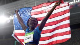 RIO DE JANEIRO, BRAZIL - AUGUST 13:  Tori Bowie of the United States celebrates after the Women's 100m Final on Day 8 of the Rio 2016 Olympic Games at the Olympic Stadium on August 13, 2016 in Rio de Janeiro, Brazil.  (Photo by Shaun Botterill/Getty Images)