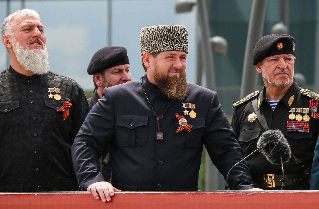 Kadyrov attends a military parade on Victory Day, which marks the 77th anniversary of the victory over Nazi Germany in World War Two, in the Chechen capital, Grozny, on May 9, 2022. 