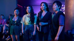 Stephanie Hsu as Kat, Sherry Cola as Lolo, Ashley Park as Audrey, and Sabrina Wu as Deadeye in Joy Ride.