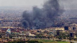 Smoke billows during fighting in the Sudanese capital Khartoum, on May 3.