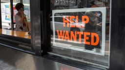 NEW YORK, NEW YORK - JULY 28: A "help wanted" sign is displayed in a window in Manhattan on July 28, 2022 in New York City. The Commerce Department said on Thursday that the nation's Gross Domestic Product (GDP) fell 0.2 percent in the second quarter. With two GDP declines in a row, many economists fear that the United States could be entering a recession.  (Photo by Spencer Platt/Getty Images