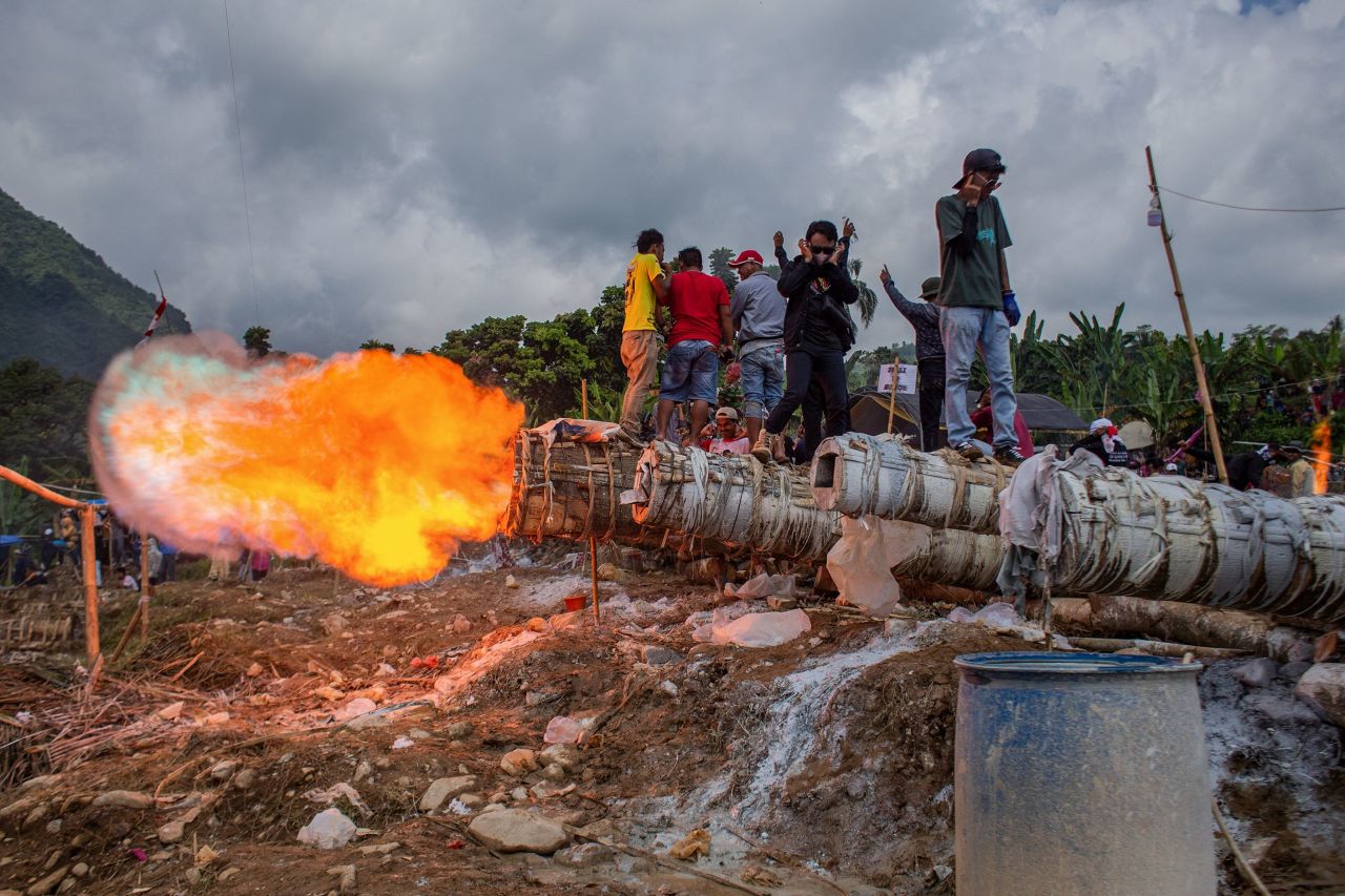 People in Bogor, Indonesia, fire traditional cannons during a festive event locally known as Kuluwung on Thursday, May 4. The event is held a few days after Eid al-Fitr, the end of the Muslim holy month of Ramadan.